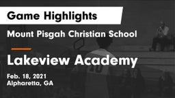 Mount Pisgah Christian School vs Lakeview Academy  Game Highlights - Feb. 18, 2021