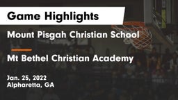 Mount Pisgah Christian School vs Mt Bethel Christian Academy Game Highlights - Jan. 25, 2022