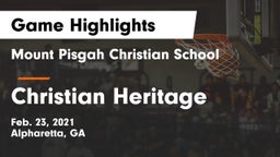 Mount Pisgah Christian School vs Christian Heritage  Game Highlights - Feb. 23, 2021