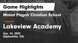 Mount Pisgah Christian School vs Lakeview Academy  Game Highlights - Jan. 14, 2022