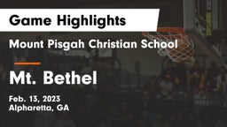 Mount Pisgah Christian School vs Mt. Bethel  Game Highlights - Feb. 13, 2023