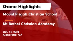 Mount Pisgah Christian School vs Mt Bethel Christian Academy Game Highlights - Oct. 14, 2021