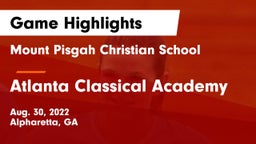 Mount Pisgah Christian School vs Atlanta Classical Academy Game Highlights - Aug. 30, 2022