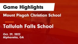 Mount Pisgah Christian School vs Tallulah Falls School Game Highlights - Oct. 29, 2022