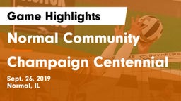 Normal Community  vs Champaign Centennial Game Highlights - Sept. 26, 2019