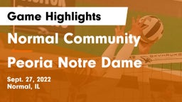 Normal Community  vs Peoria Notre Dame Game Highlights - Sept. 27, 2022