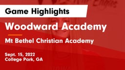 Woodward Academy vs Mt Bethel Christian Academy Game Highlights - Sept. 15, 2022