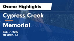 Cypress Creek  vs Memorial  Game Highlights - Feb. 7, 2020