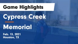 Cypress Creek  vs Memorial  Game Highlights - Feb. 13, 2021