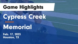 Cypress Creek  vs Memorial  Game Highlights - Feb. 17, 2023