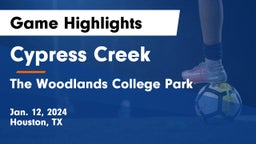 Cypress Creek  vs The Woodlands College Park  Game Highlights - Jan. 12, 2024