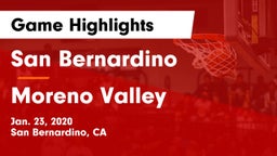 San Bernardino  vs Moreno Valley  Game Highlights - Jan. 23, 2020