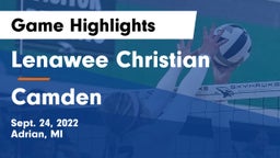 Lenawee Christian  vs Camden Game Highlights - Sept. 24, 2022