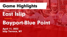 East Islip  vs Bayport-Blue Point  Game Highlights - April 11, 2022