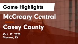 McCreary Central  vs Casey County  Game Highlights - Oct. 12, 2020