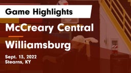 McCreary Central  vs Williamsburg   Game Highlights - Sept. 13, 2022