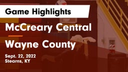 McCreary Central  vs Wayne County  Game Highlights - Sept. 22, 2022