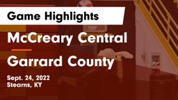 McCreary Central  vs Garrard County  Game Highlights - Sept. 24, 2022