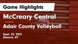 McCreary Central  vs Adair County Volleyball Game Highlights - Sept. 23, 2023
