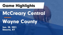 McCreary Central  vs Wayne County  Game Highlights - Jan. 28, 2021