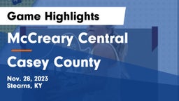 McCreary Central  vs Casey County  Game Highlights - Nov. 28, 2023
