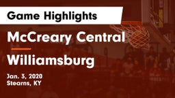 McCreary Central  vs Williamsburg   Game Highlights - Jan. 3, 2020