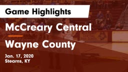 McCreary Central  vs Wayne County  Game Highlights - Jan. 17, 2020