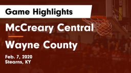 McCreary Central  vs Wayne County  Game Highlights - Feb. 7, 2020