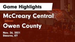 McCreary Central  vs Owen County Game Highlights - Nov. 26, 2021