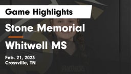 Stone Memorial  vs Whitwell MS Game Highlights - Feb. 21, 2023