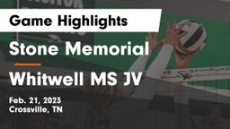 Stone Memorial  vs Whitwell MS JV Game Highlights - Feb. 21, 2023