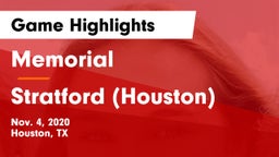 Memorial  vs Stratford  (Houston) Game Highlights - Nov. 4, 2020