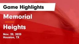 Memorial  vs Heights  Game Highlights - Nov. 20, 2020