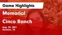 Memorial  vs Cinco Ranch  Game Highlights - Aug. 20, 2021