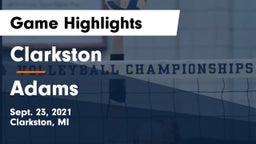 Clarkston  vs Adams  Game Highlights - Sept. 23, 2021