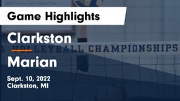 Clarkston  vs Marian  Game Highlights - Sept. 10, 2022