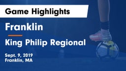 Franklin  vs King Philip Regional  Game Highlights - Sept. 9, 2019