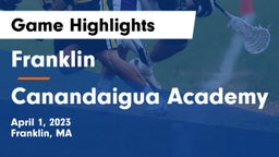 Franklin  vs Canandaigua Academy  Game Highlights - April 1, 2023