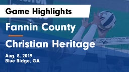 Fannin County  vs Christian Heritage Game Highlights - Aug. 8, 2019
