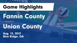Fannin County  vs Union County  Game Highlights - Aug. 13, 2019