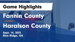 Fannin County  vs Haralson County  Game Highlights - Sept. 14, 2022