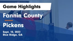 Fannin County  vs Pickens  Game Highlights - Sept. 10, 2022