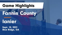 Fannin County  vs lanier Game Highlights - Sept. 10, 2022