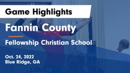 Fannin County  vs Fellowship Christian School Game Highlights - Oct. 24, 2022
