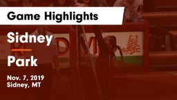 Sidney  vs Park  Game Highlights - Nov. 7, 2019