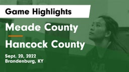 Meade County  vs Hancock County  Game Highlights - Sept. 20, 2022