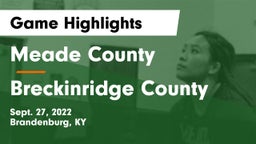 Meade County  vs Breckinridge County  Game Highlights - Sept. 27, 2022