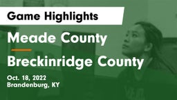 Meade County  vs Breckinridge County  Game Highlights - Oct. 18, 2022