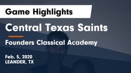 Central Texas Saints vs Founders Classical Academy Game Highlights - Feb. 5, 2020
