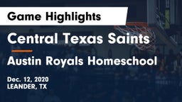 Central Texas Saints vs Austin Royals Homeschool Game Highlights - Dec. 12, 2020